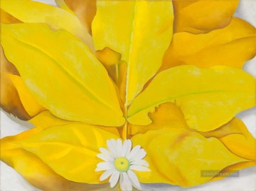 Blumen Werke - Gelbe Hickory Blätter mit Daisy Georgia Okeeffe Blumenschmuck